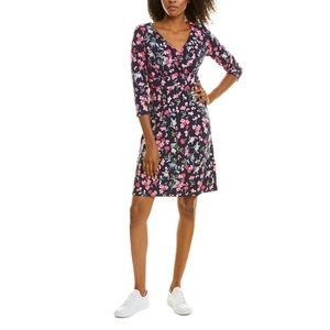 Joules navy blue floral wrap front a-line dress sz 2